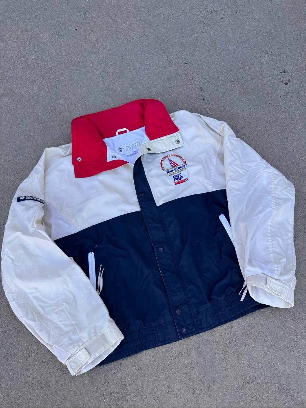Columbia Men’s Navy White Red Colorblock Windbreaker Jacket